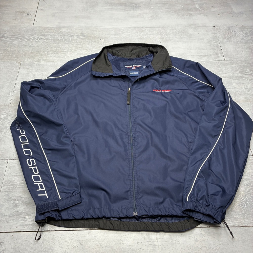 Polo Sport Ralph Lauren Jacket Men XL Blue Windbreaker Mesh Lined Vintage 90s